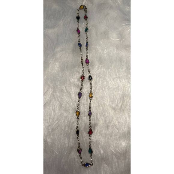 -NECKLACE VTG Made In Korea Station Faux Seed Pearl&Glass Teardrop Jewels - Picture 7 of 11